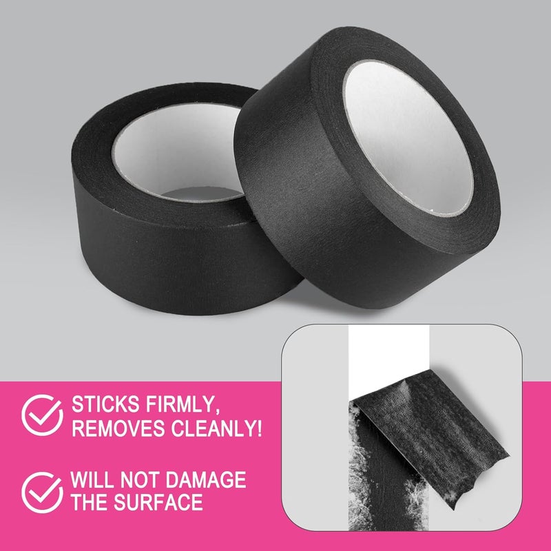 G GEYYANG GEYYANG Black Painters Tape, 2 Inch x 55 Yards x 5 Rolls, Black Masking Tape for Painting, DIY Crafts, Home & Auto | No Residue, Multi-Surface Adhesion - Image 3
